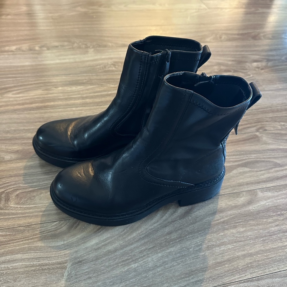 Black Leather Ankle Boots